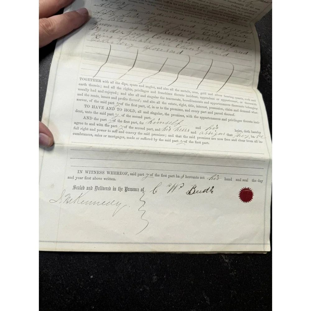 1863 Nevada Territory Mining Claim Deed Silver City Lyon County Notary Seal